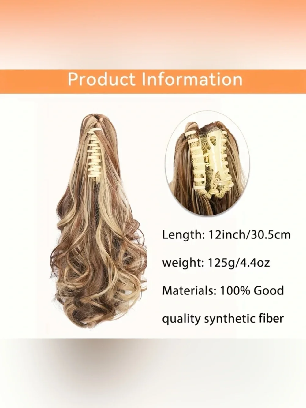 12-Inch Clip-In Ponytail with Short Wavy Curls - Heat-Resistant Synthetic Hair